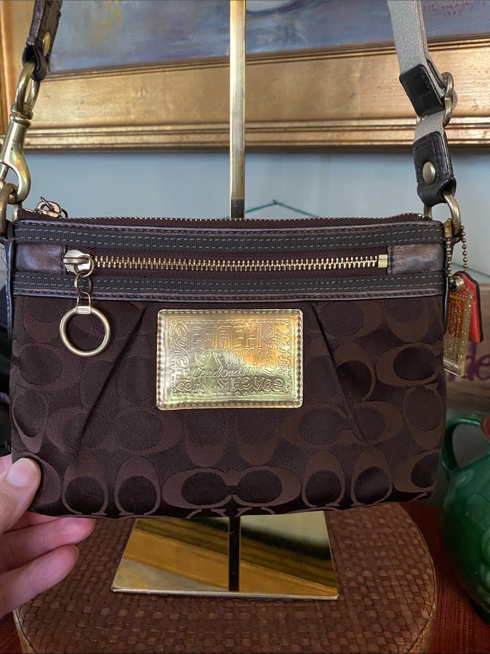 COACH Poppy Brown and Gold Mini Bag w/ Double Hangtags